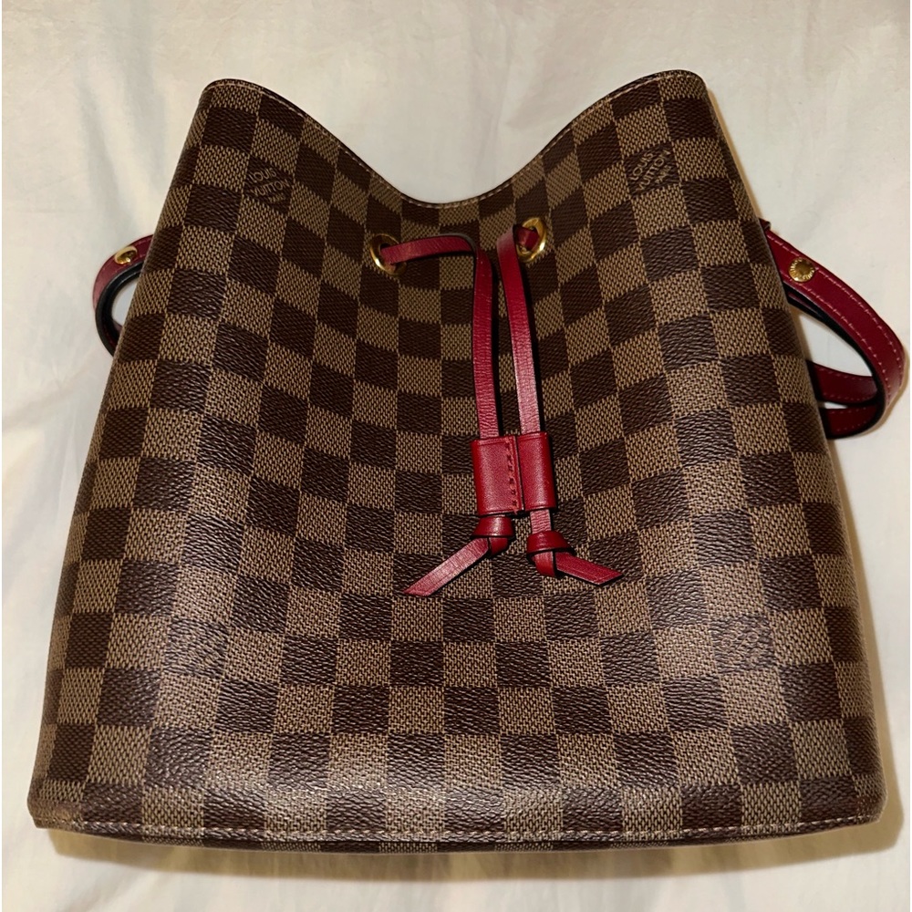 Authentic Louis Vuitton Damier Ebene Neonoe MM Cherry